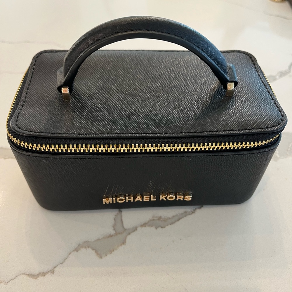 Michael Kors Black Vanity Case with Gold Details